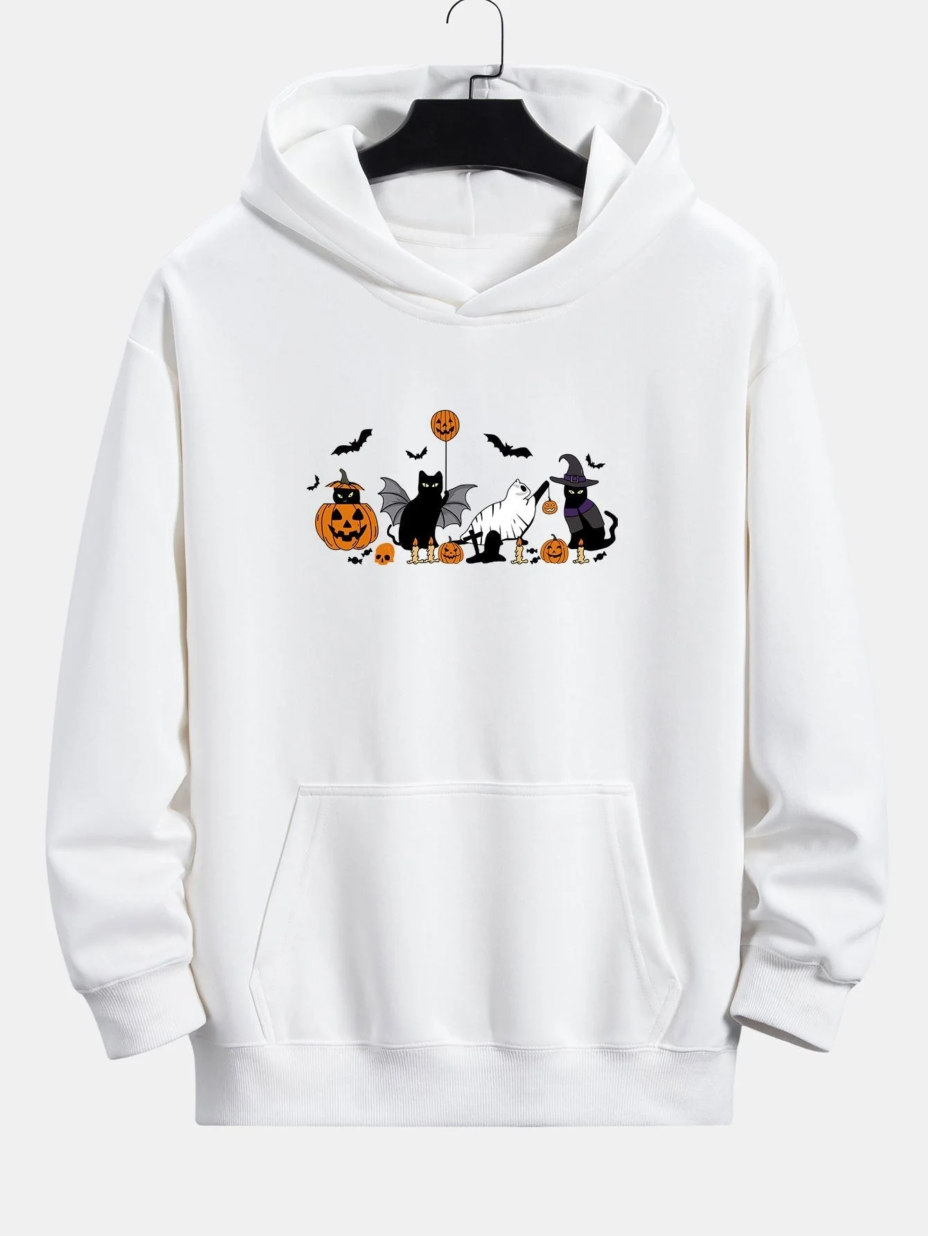 Dallas | Halloween Pumpkin Black Cat Print Relax Fit Hoodie - Image 6