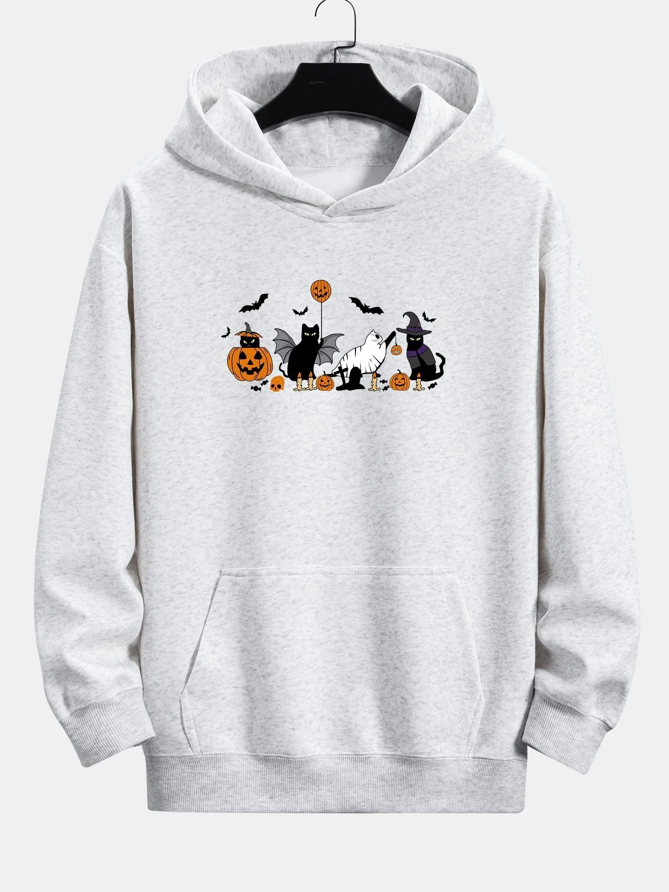 Dallas | Halloween Pumpkin Black Cat Print Relax Fit Hoodie - Image 8