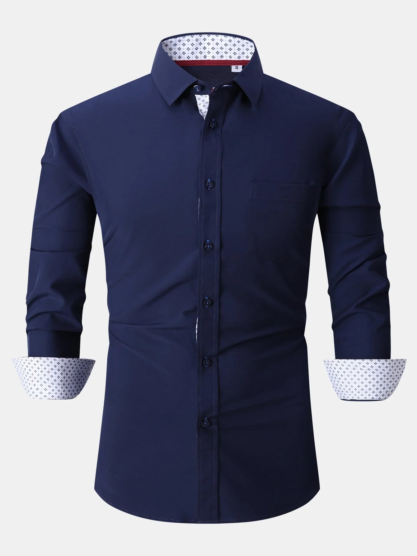 Dalmacio® | Long Sleeve Contrast Dress Shirt - Image 23