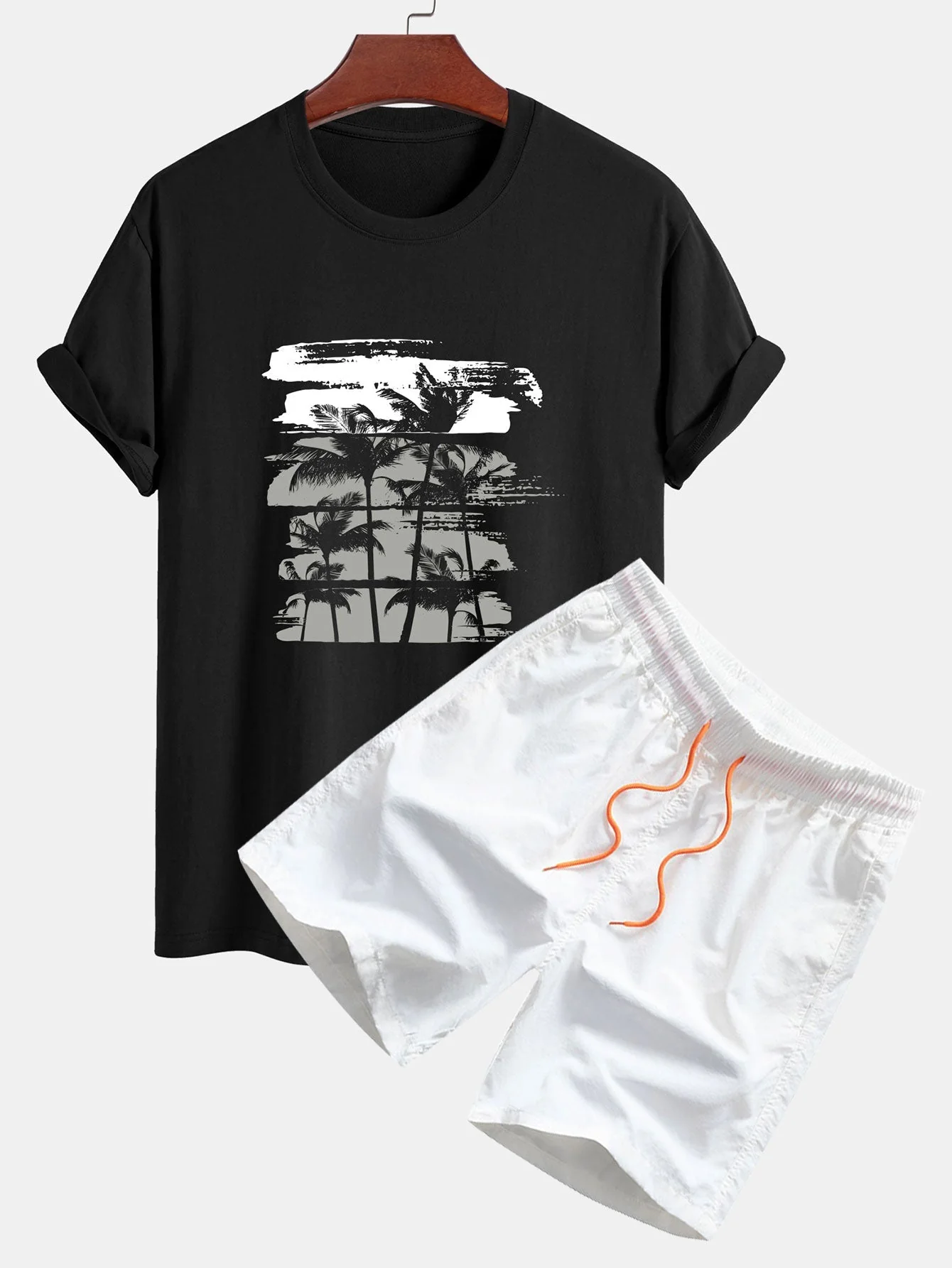 Damián® | Palm Tree Silhouette Print Cotton T-Shirt & Swim Shorts - Image 2
