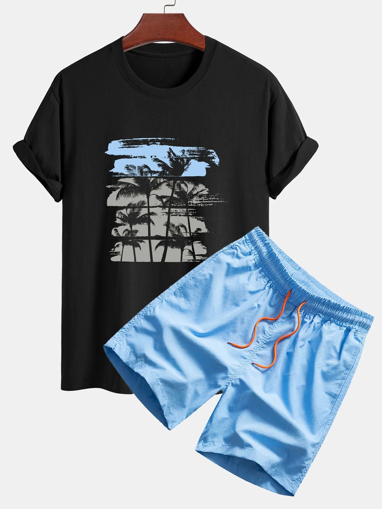 Damián® | Palm Tree Silhouette Print Cotton T-Shirt & Swim Shorts - Image 6