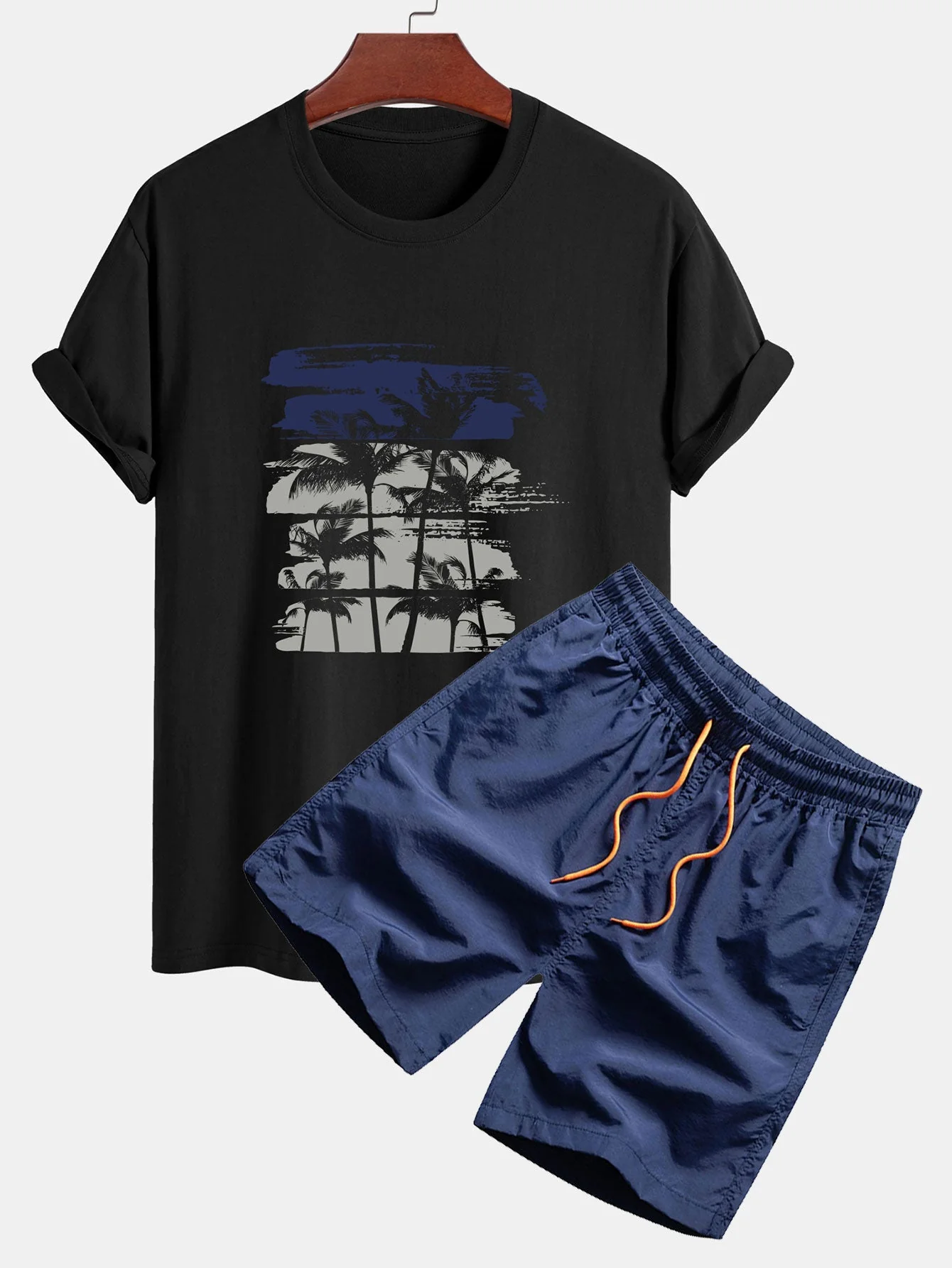 Damián® | Palm Tree Silhouette Print Cotton T-Shirt & Swim Shorts - Image 7