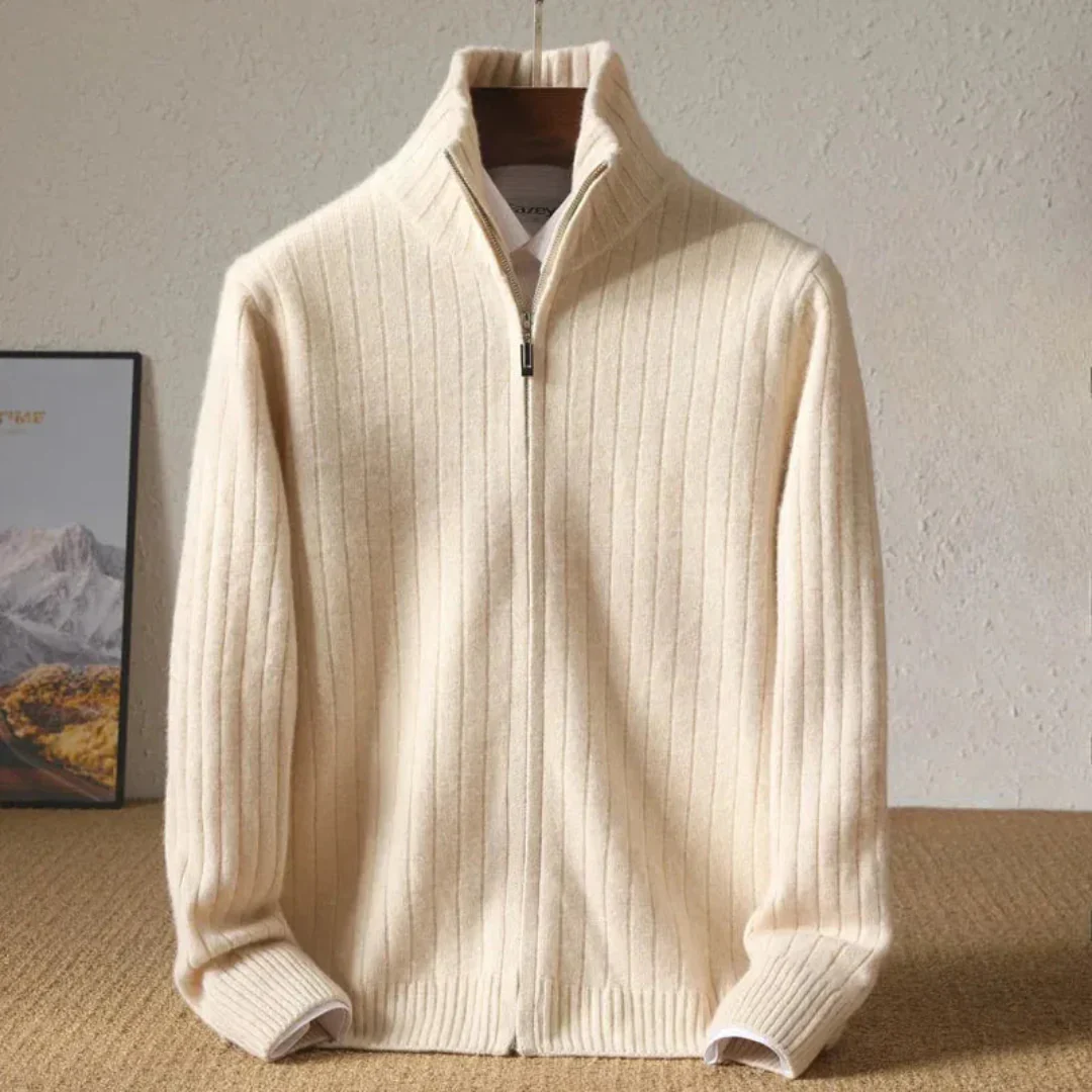 Damon | Samuel Ribbed Wool Zip Cardigan - Image 2