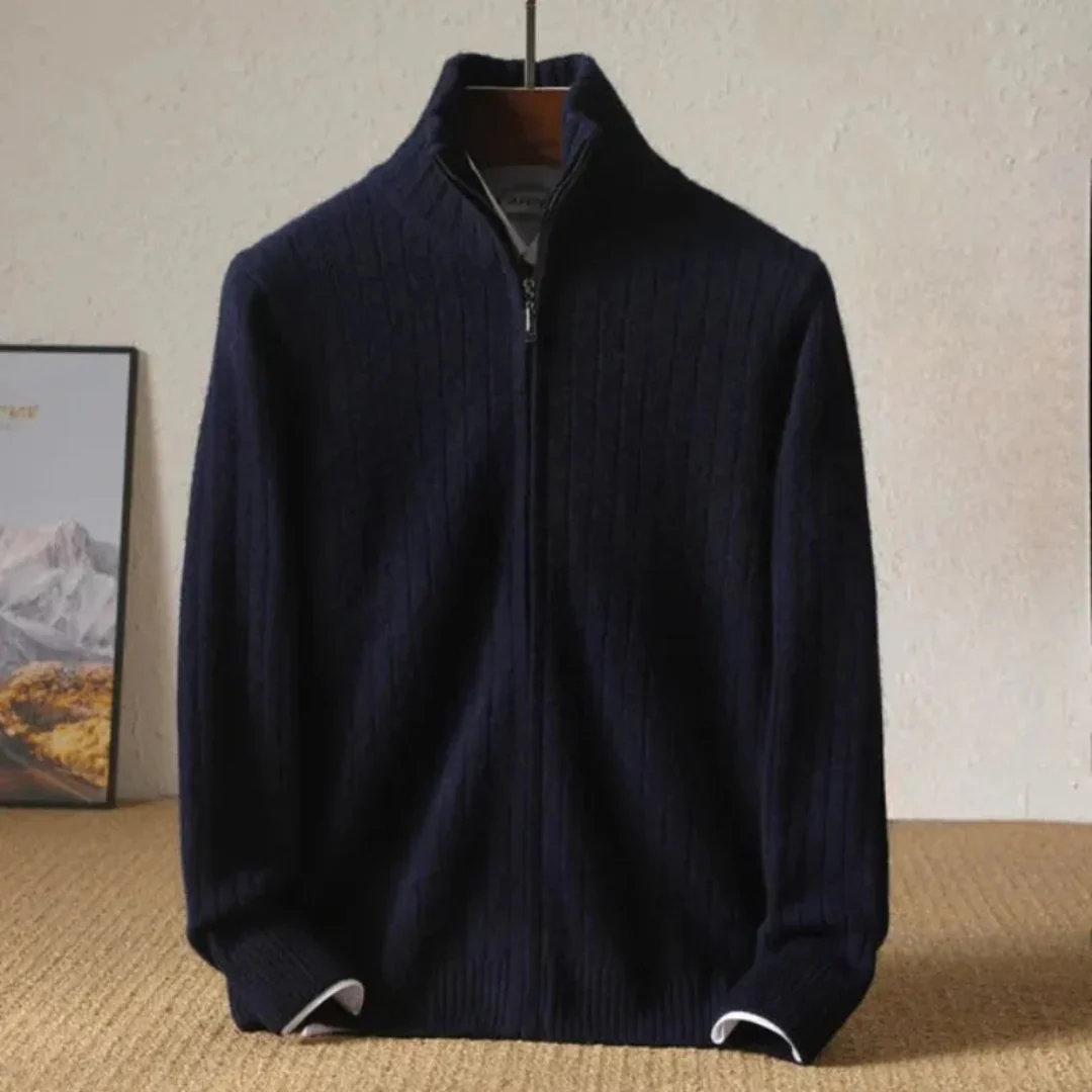 Damon | Samuel Ribbed Wool Zip Cardigan - Image 4