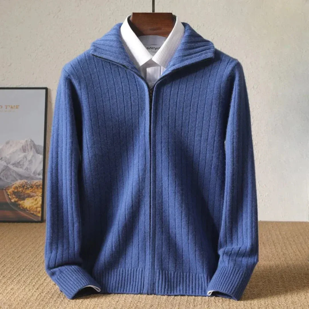 Damon | Samuel Ribbed Wool Zip Cardigan - Image 5