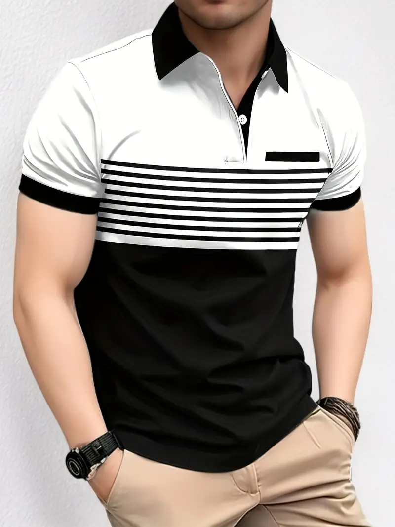 Dan® | Short Sleeve Shirt With Color Block Stripes - Image 4