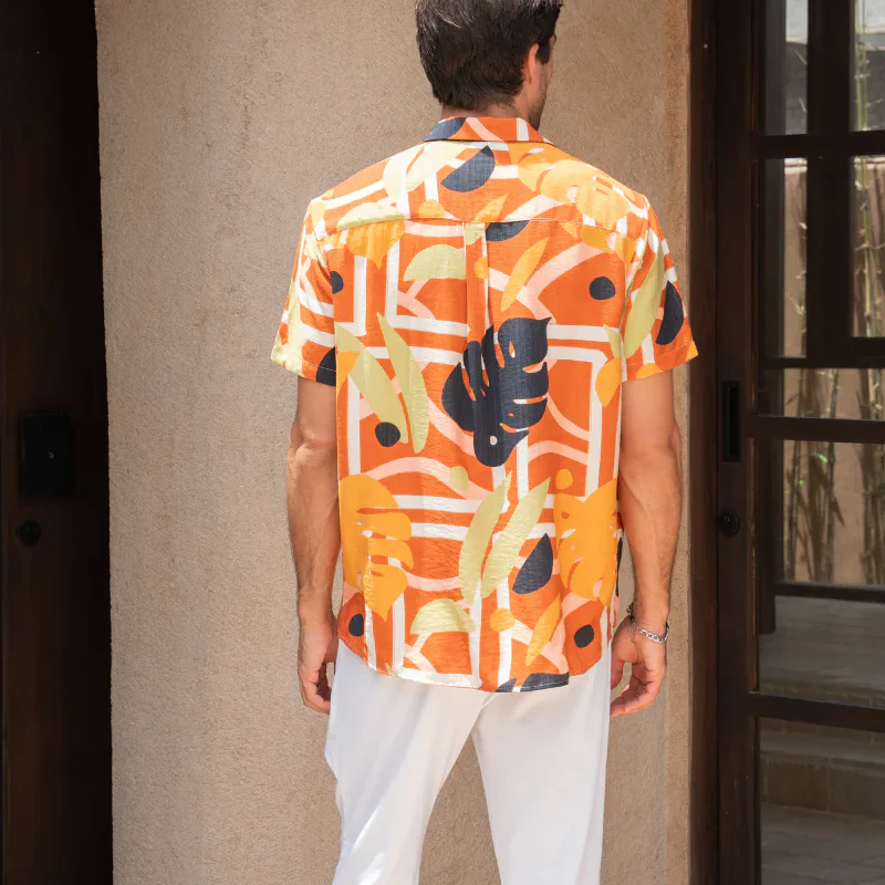 Dane | Men'S Spring And Summer Fashion Casual Tencel Cotton Blended Printed Short Sleeve Shirt - Image 3