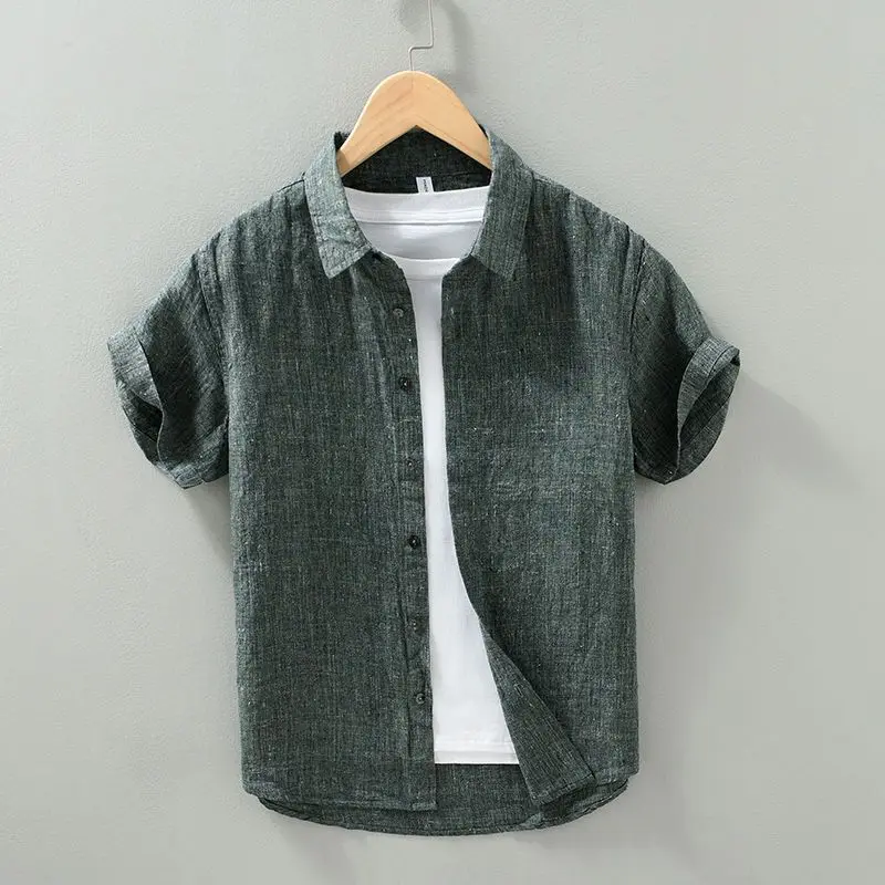 Daniel | Short Sleeved Linen Shirt - Image 5