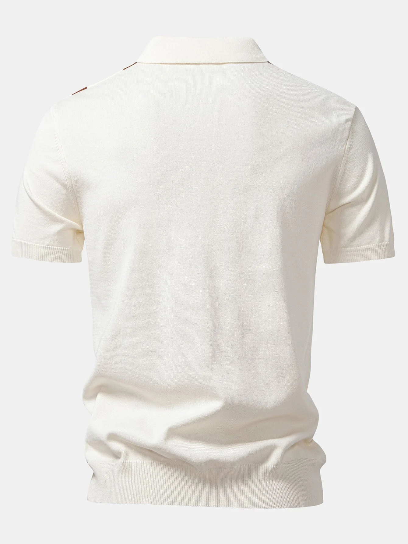 Daniel | Stripe Geometric Jacquard Knitted Polo Shirt - Image 2
