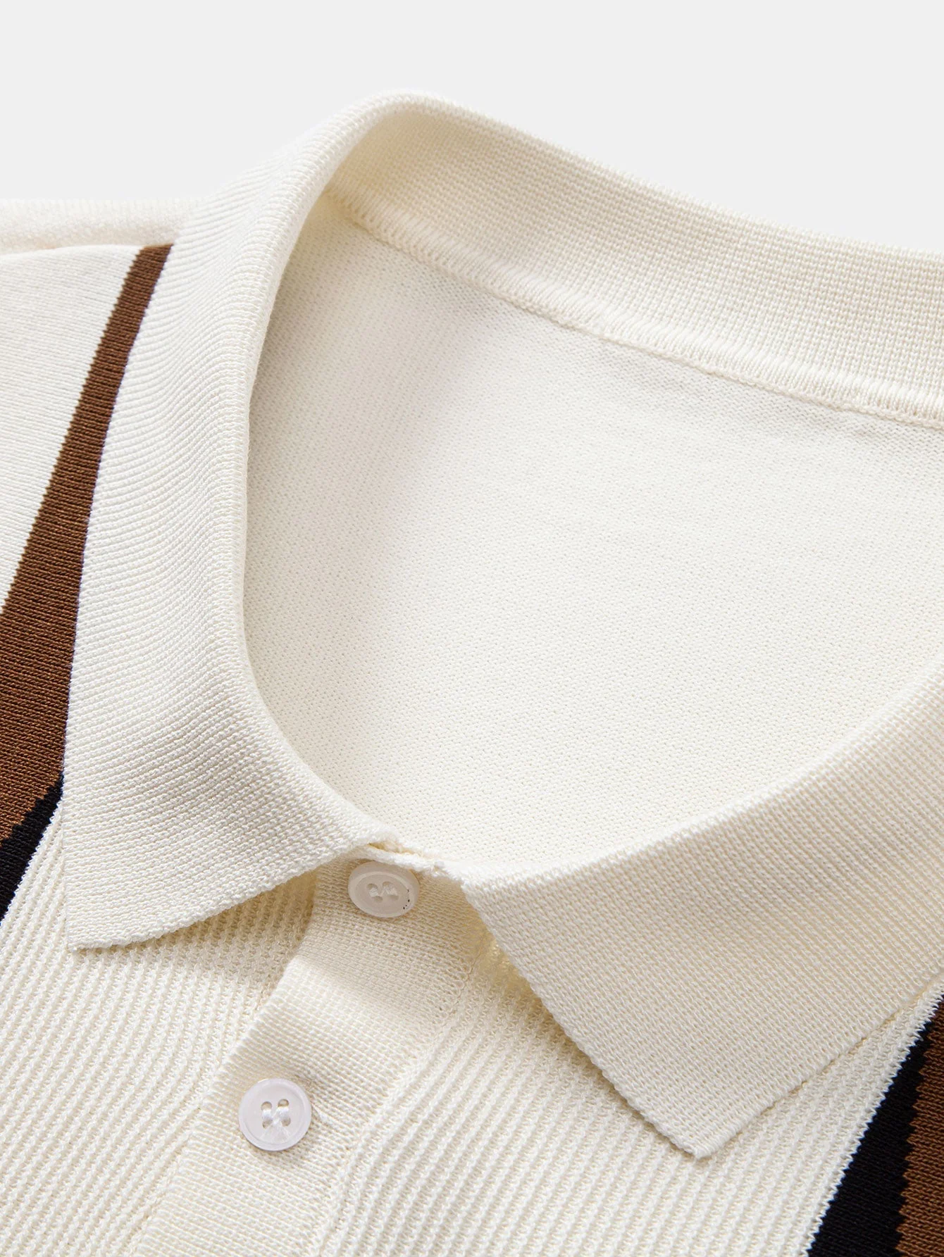 Daniel | Stripe Geometric Jacquard Knitted Polo Shirt - Image 3