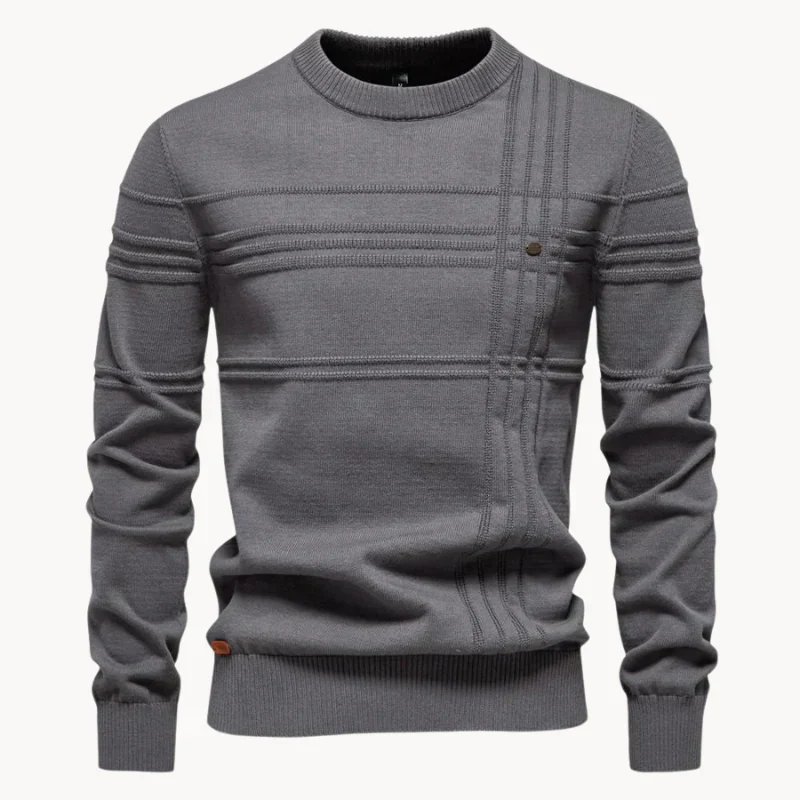 Dante | Men's structured round neck knitted sweater - Image 11