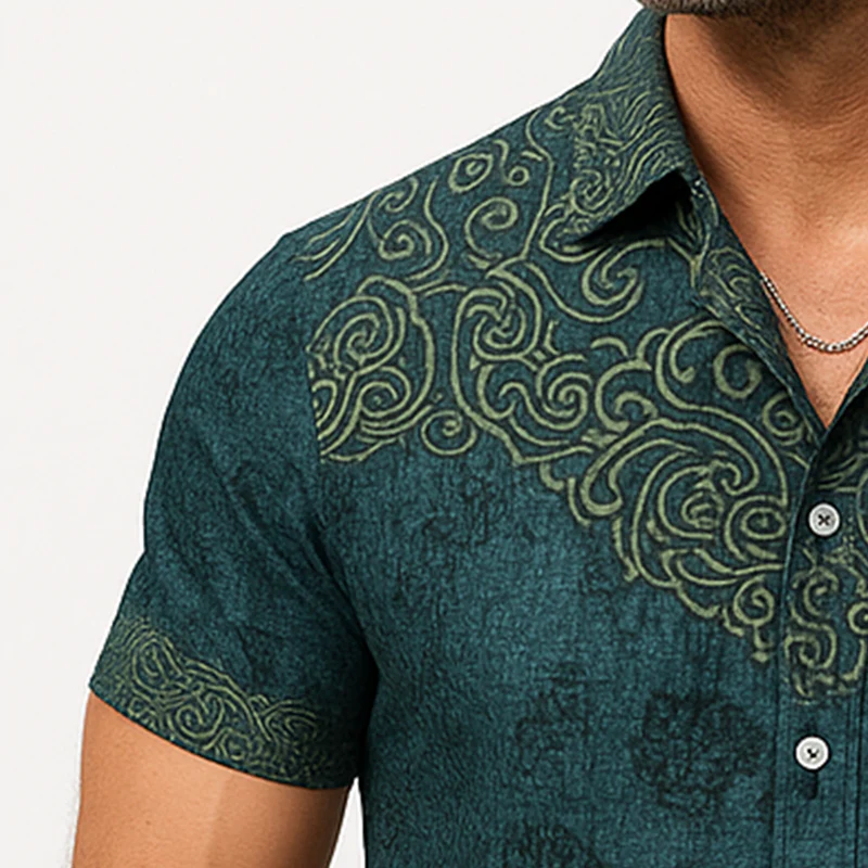 Darin | Men'S Summer Fashion Exquisite Printed Cotton Short Sleeve Shirt - Image 3