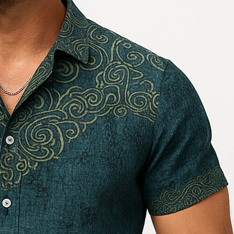 Darin | Men'S Summer Fashion Exquisite Printed Cotton Short Sleeve Shirt - Image 4