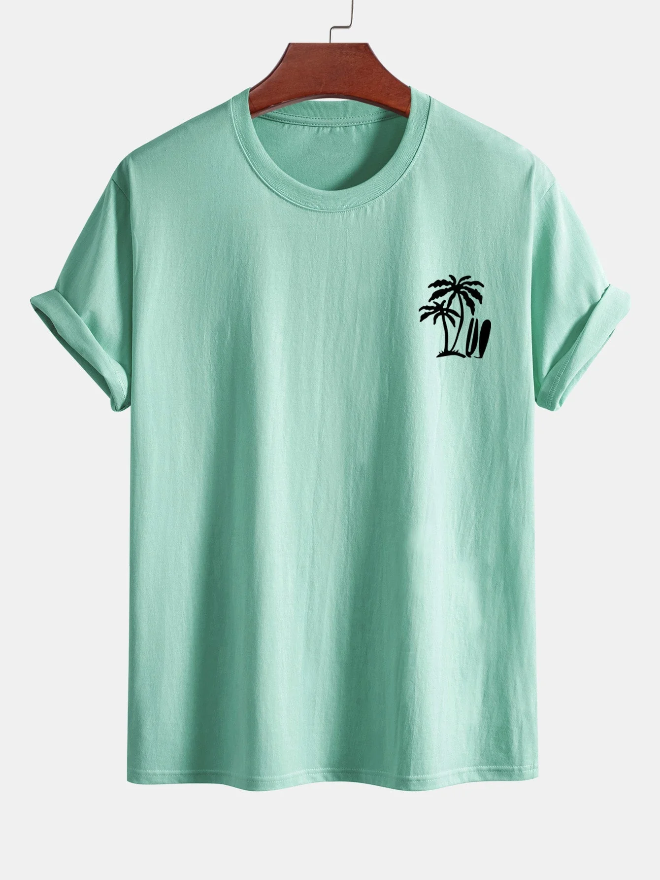 Darío® | Palm Tree Surfboard Print Cotton T-Shirt - Image 13