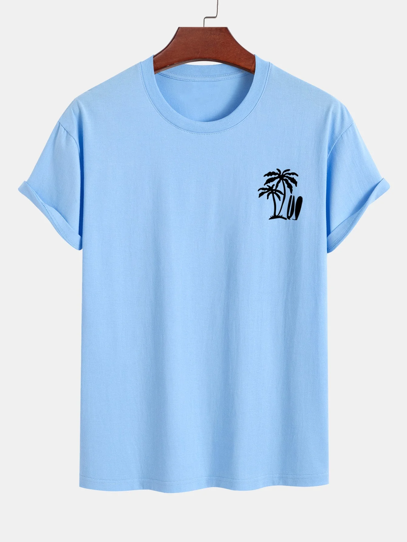 Darío® | Palm Tree Surfboard Print Cotton T-Shirt - Image 14