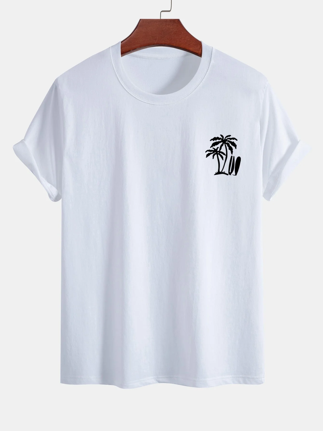 Darío® | Palm Tree Surfboard Print Cotton T-Shirt - Image 2