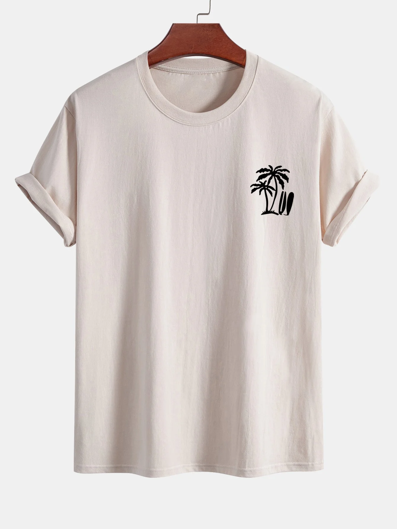 Darío® | Palm Tree Surfboard Print Cotton T-Shirt - Image 3