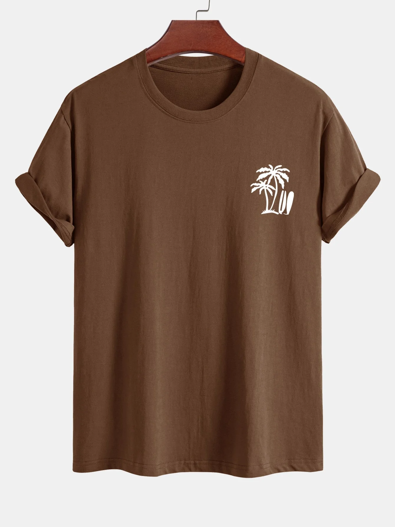 Darío® | Palm Tree Surfboard Print Cotton T-Shirt - Image 5