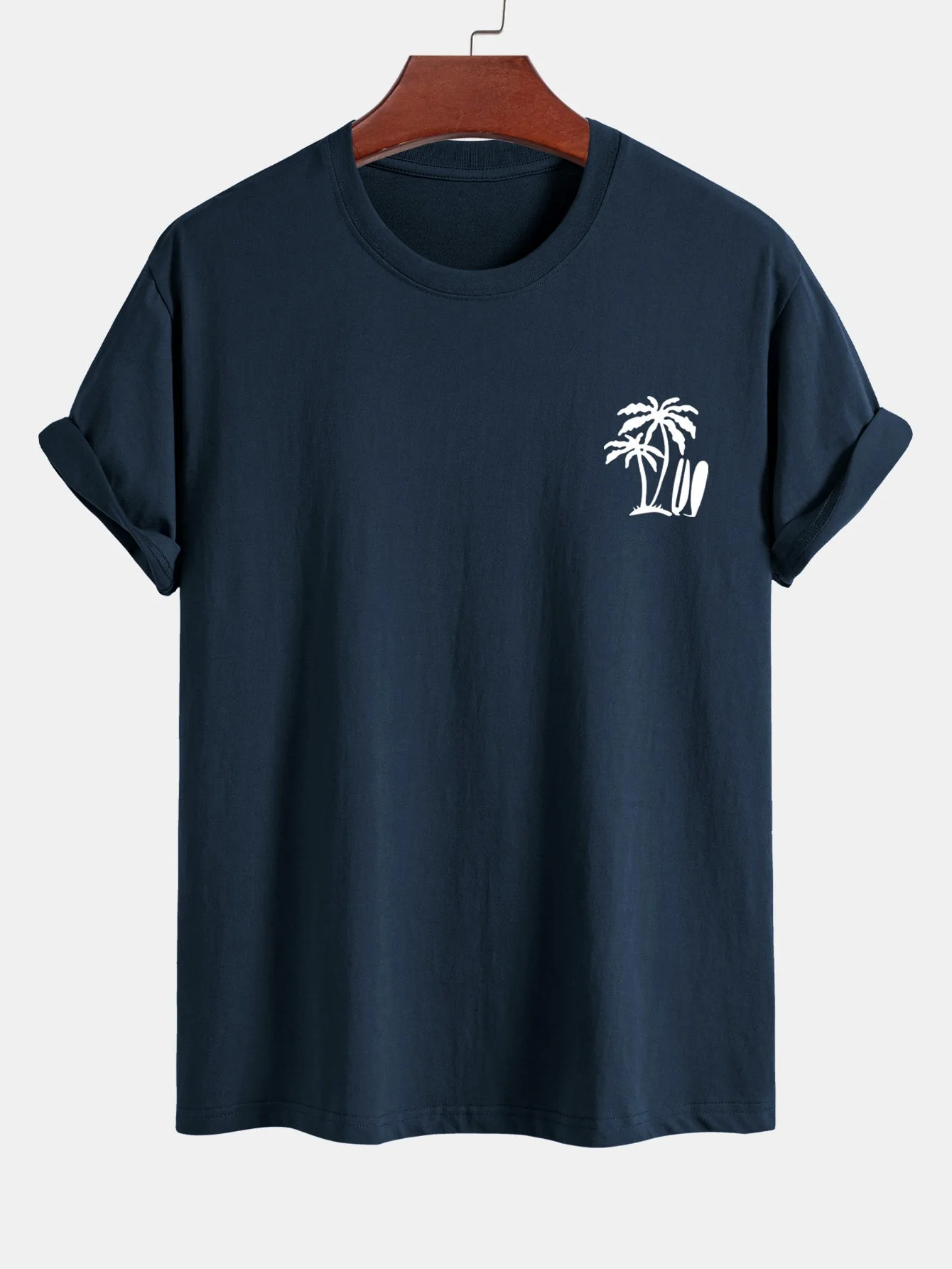 Darío® | Palm Tree Surfboard Print Cotton T-Shirt - Image 6