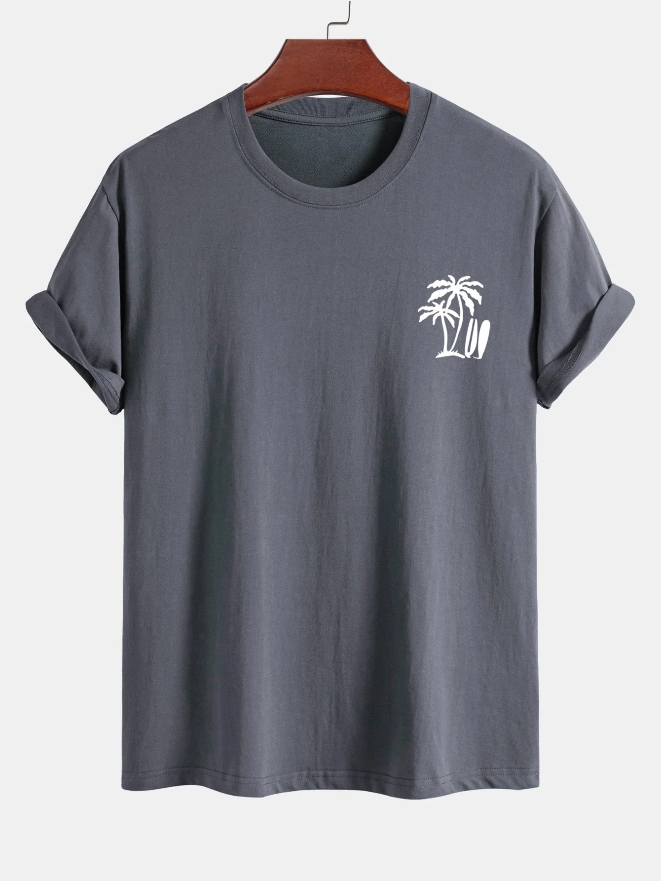 Darío® | Palm Tree Surfboard Print Cotton T-Shirt - Image 7