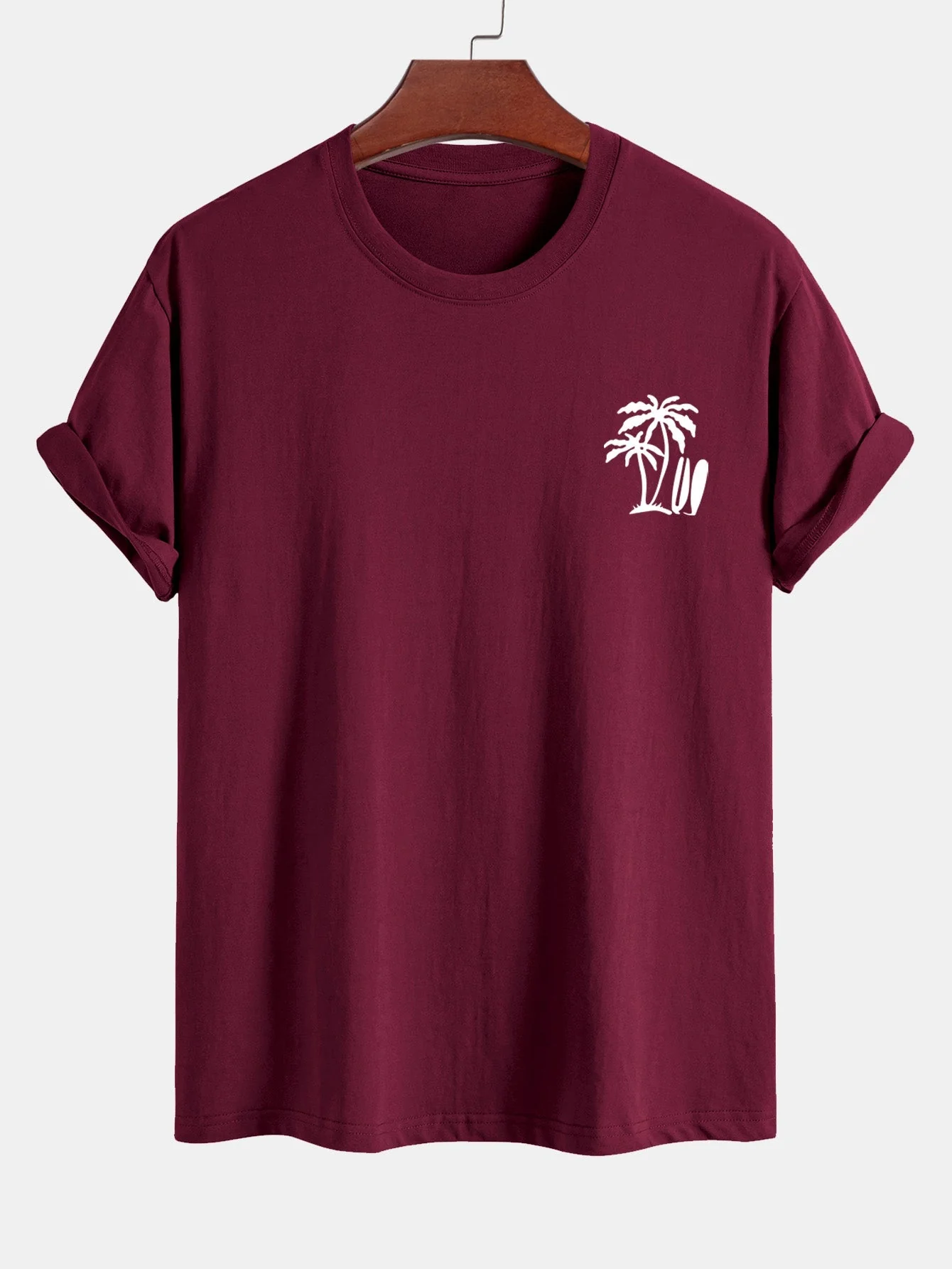 Darío® | Palm Tree Surfboard Print Cotton T-Shirt - Image 9