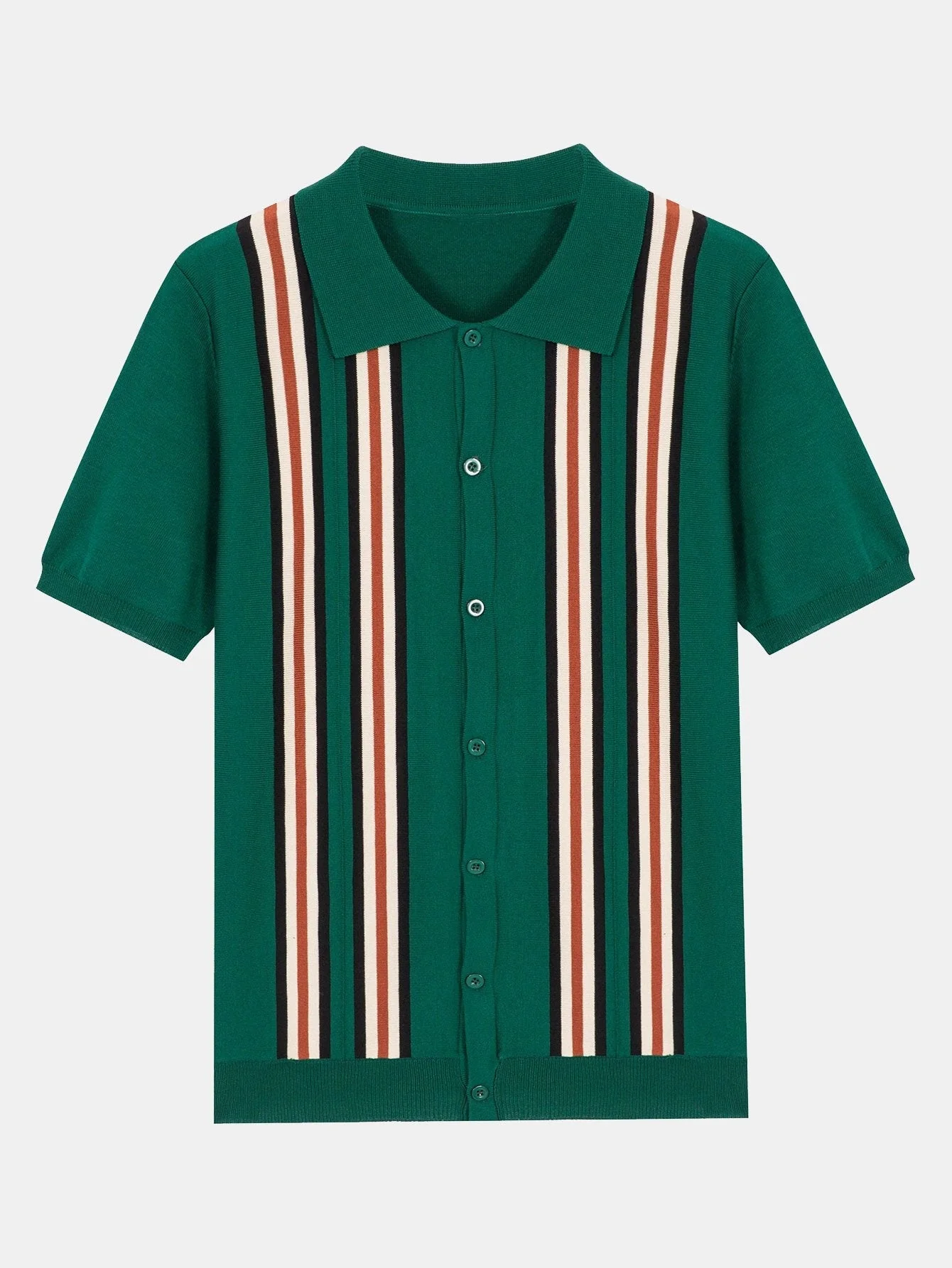 Darío® | Short Sleeve Striped Button Up Sweater Polo - Image 2