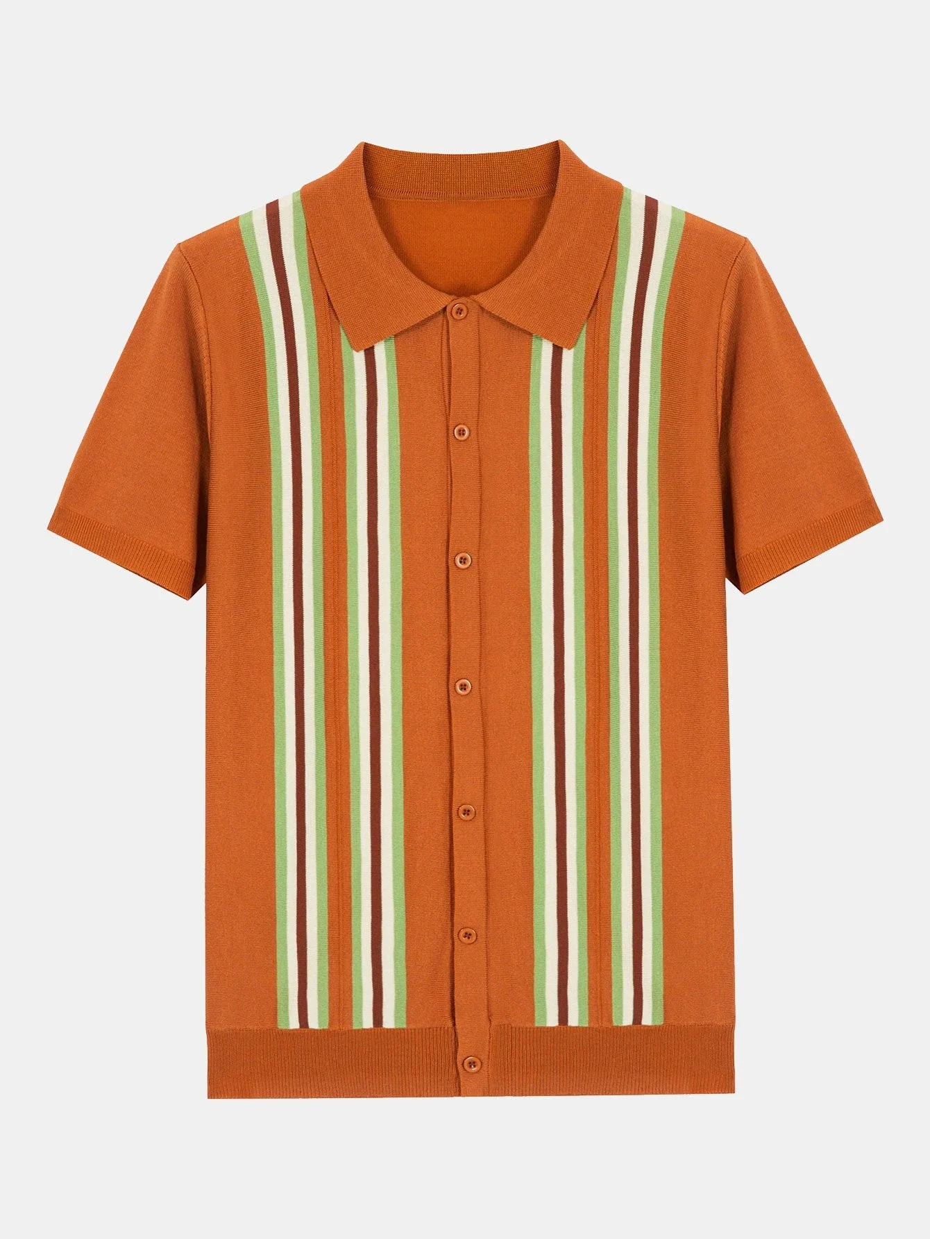 Darío® | Short Sleeve Striped Button Up Sweater Polo - Image 3