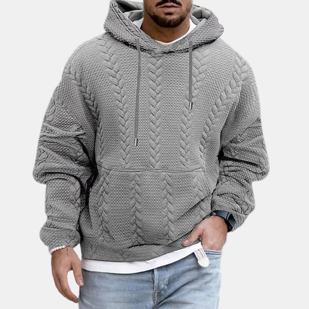 Darius | Men's structured cable-knit hoodie - Image 2