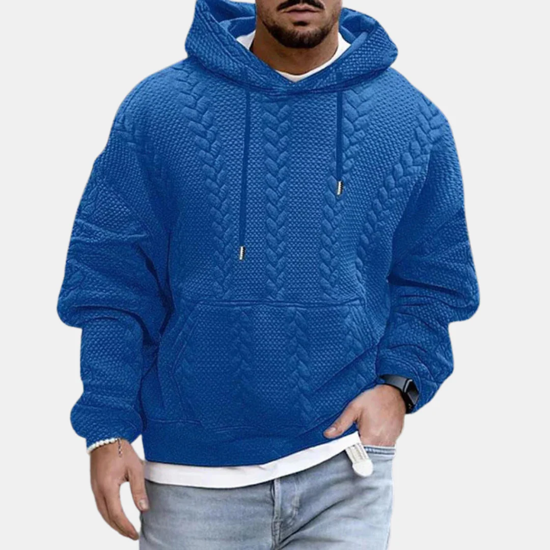 Darius | Men's structured cable-knit hoodie - Image 3