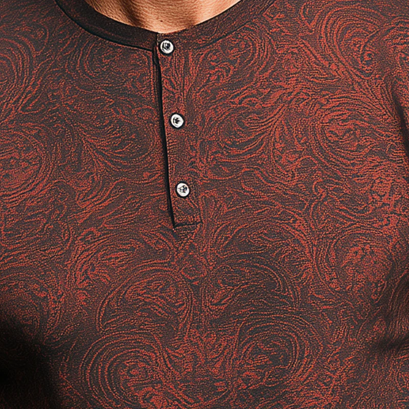 Daryl | Men'S Summer Fashion Personalized Printed Polyester Blended Short Sleeve Henley Shirt - Image 3