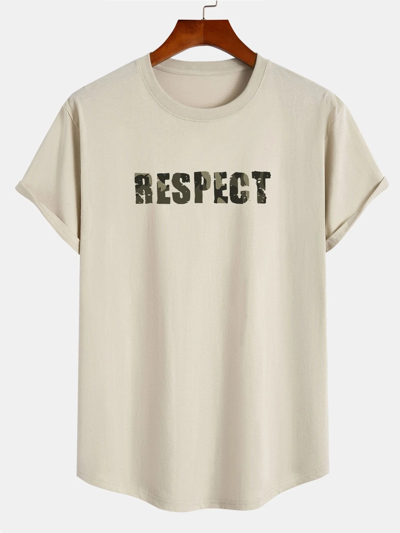 David® | Camouflage Respect Print Cotton Arc Hem T-Shirt - Image 5