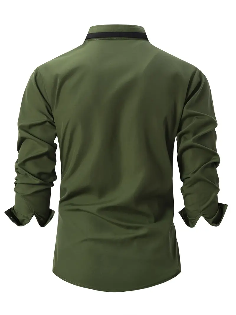 David® | Color Block Long Sleeve Shirt For Men - Image 10