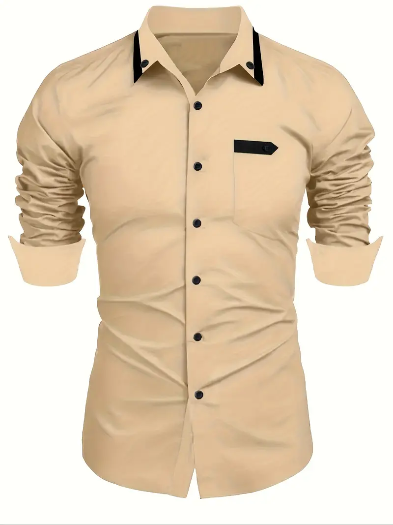 David® | Color Block Long Sleeve Shirt For Men - Image 13