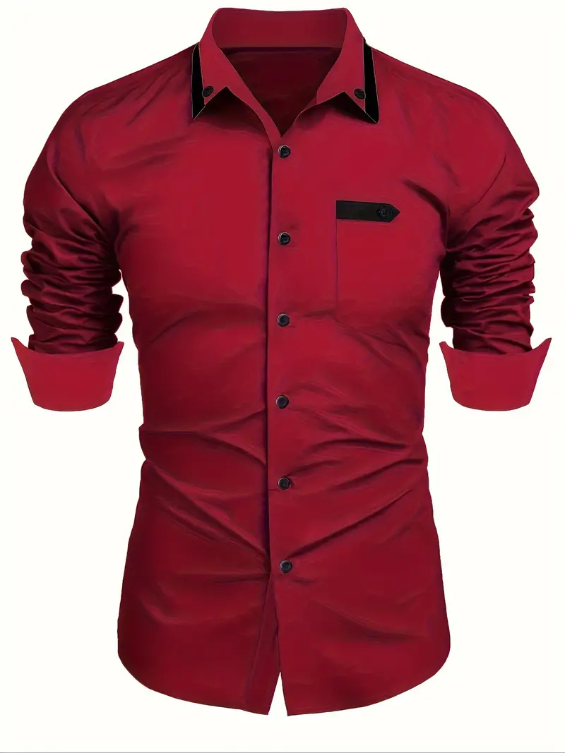 David® | Color Block Long Sleeve Shirt For Men - Image 14