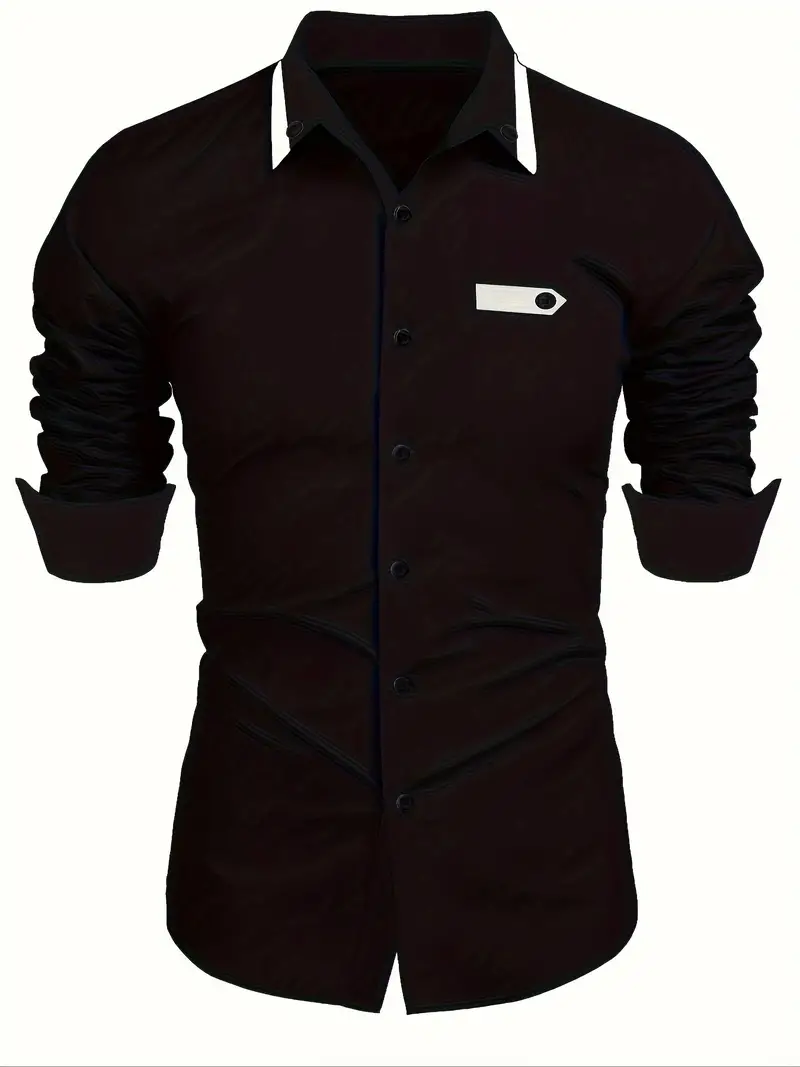 David® | Color Block Long Sleeve Shirt For Men - Image 16