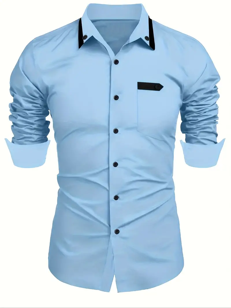 David® | Color Block Long Sleeve Shirt For Men - Image 17