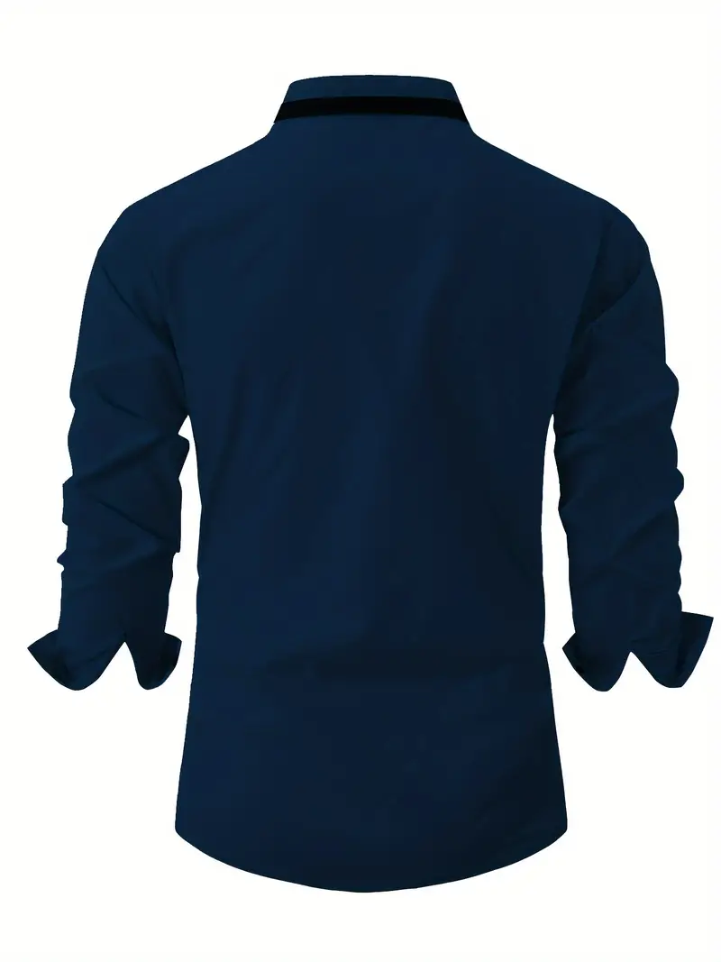 David® | Color Block Long Sleeve Shirt For Men - Image 5