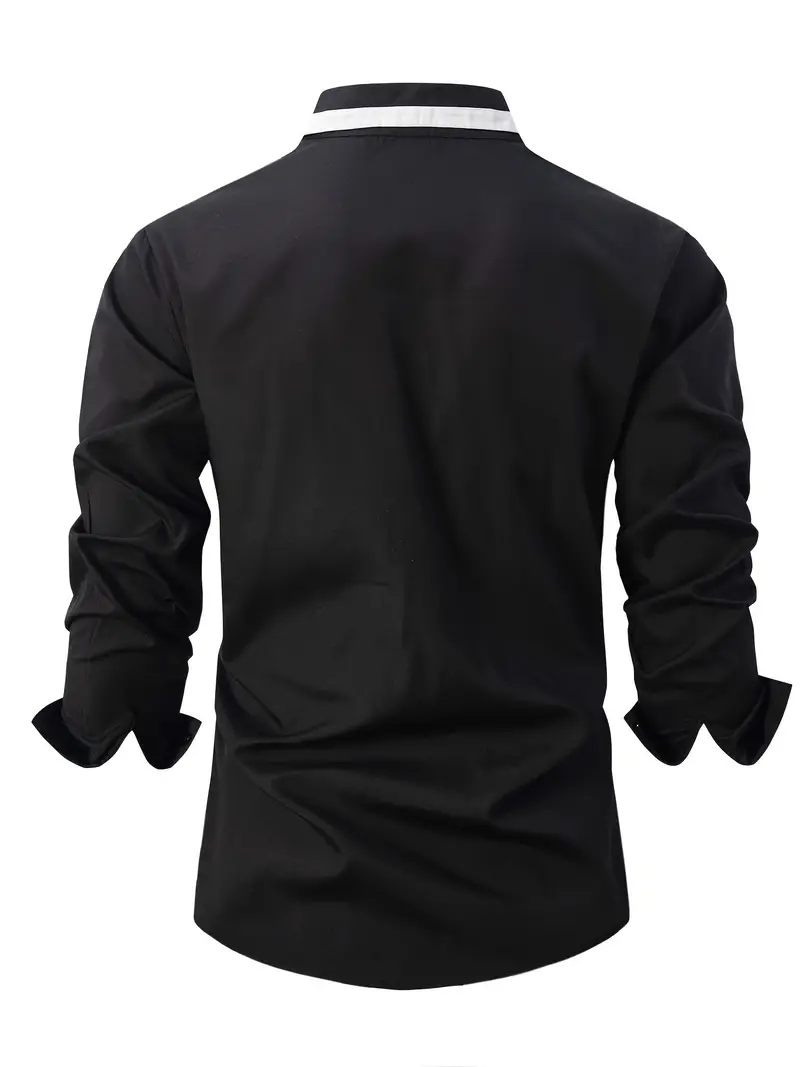 David® | Color Block Long Sleeve Shirt For Men - Image 6