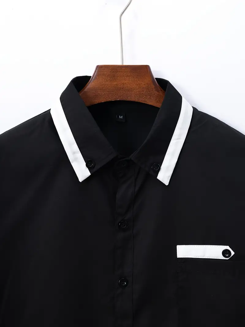 David® | Color Block Long Sleeve Shirt For Men - Image 7