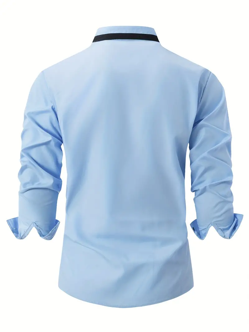 David® | Color Block Long Sleeve Shirt For Men - Image 8