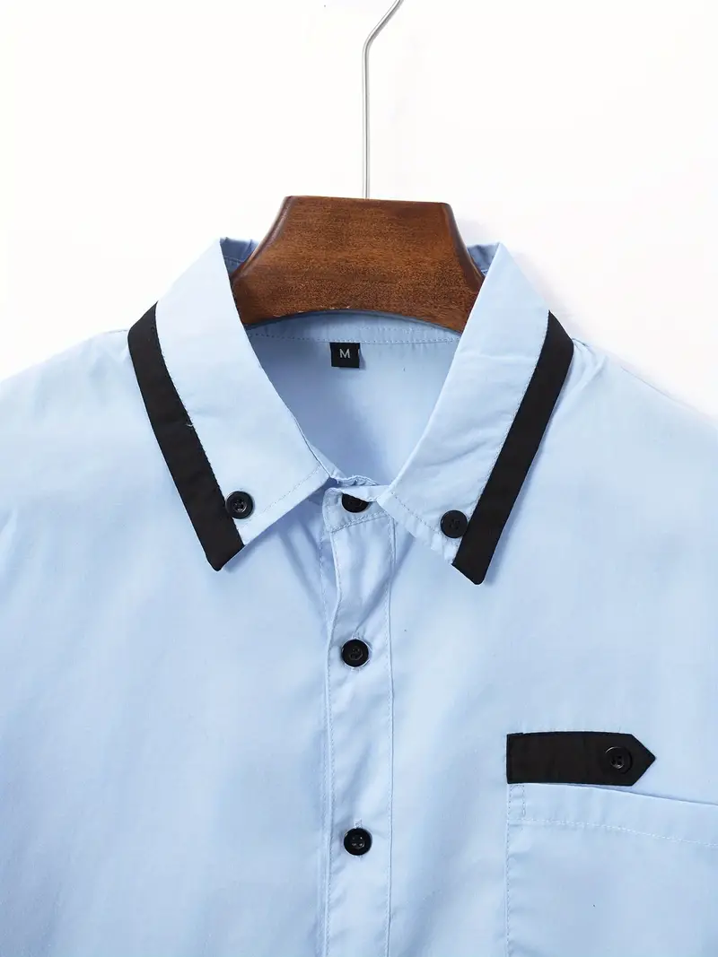 David® | Color Block Long Sleeve Shirt For Men - Image 9