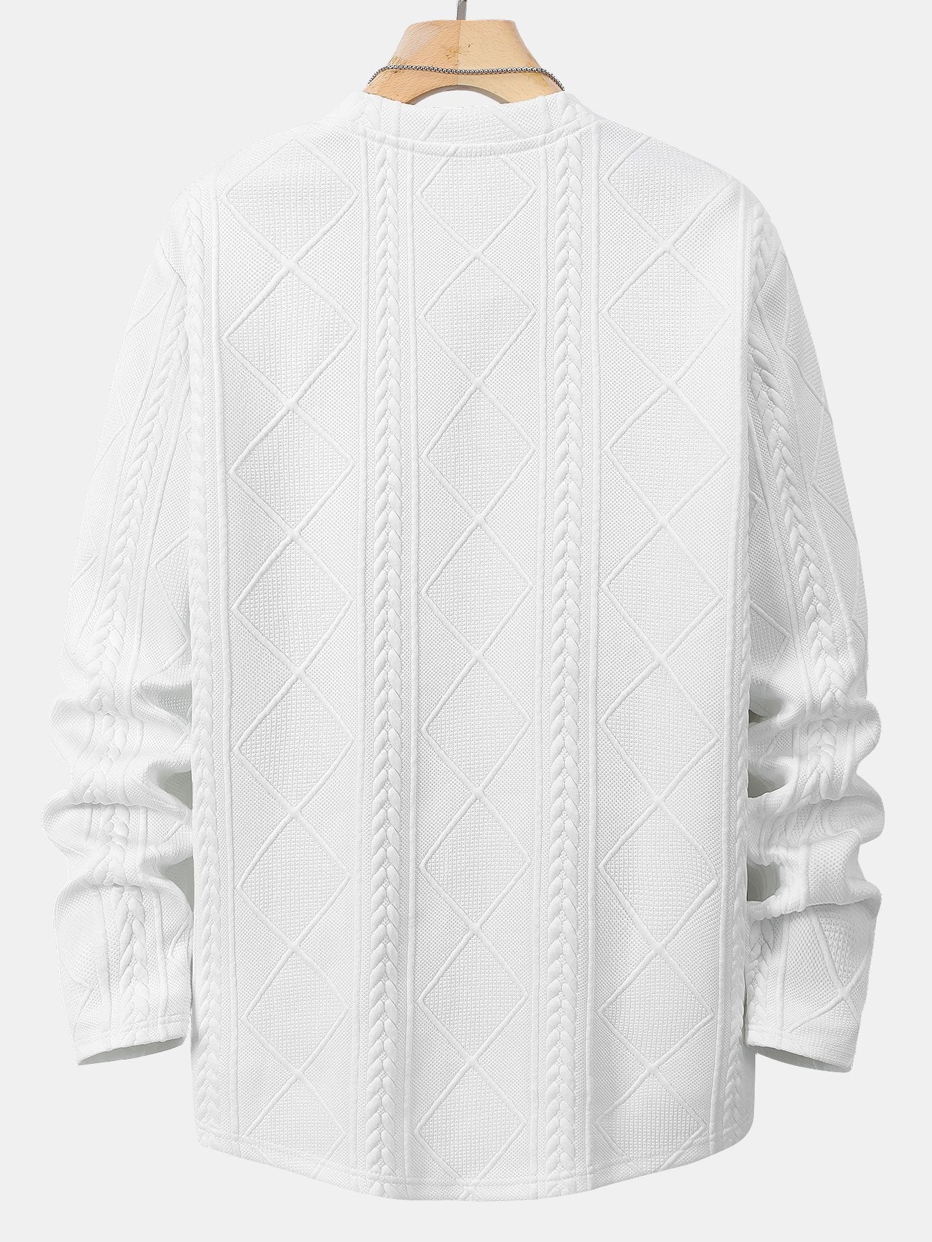 David® | Long Sleeved T-Shirt With Curved Hem In Geometric Jacquard & Cargo Joggers In Corduroy With Drawstring - Image 5