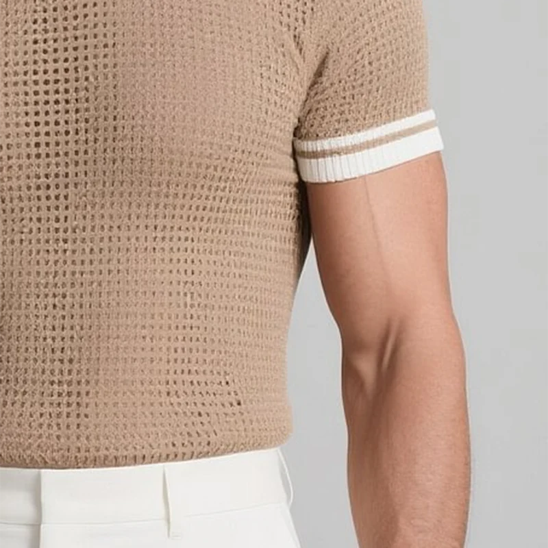 David | Men'S Slim Fit Colorblocked Round Neck Short Sleeve Knitted T-Shirt - Image 3