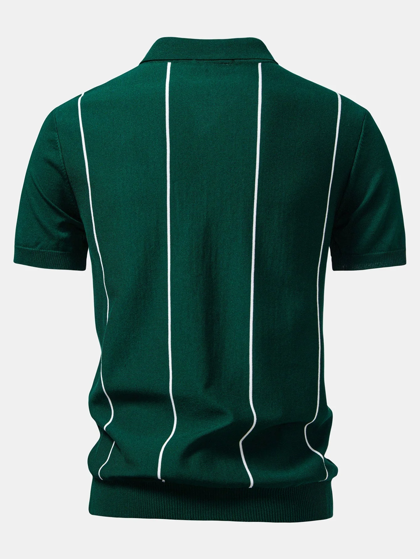 David | Stripe Zip Up Knitted Polo Shirt - Image 4