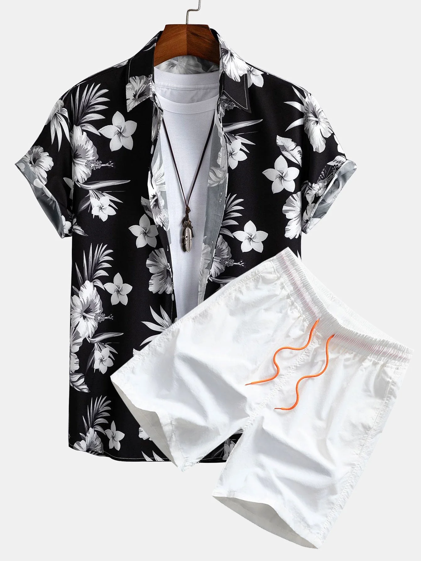Declan® | Tropical Floral Print Button Up Shirt & Swim Shorts - Image 3