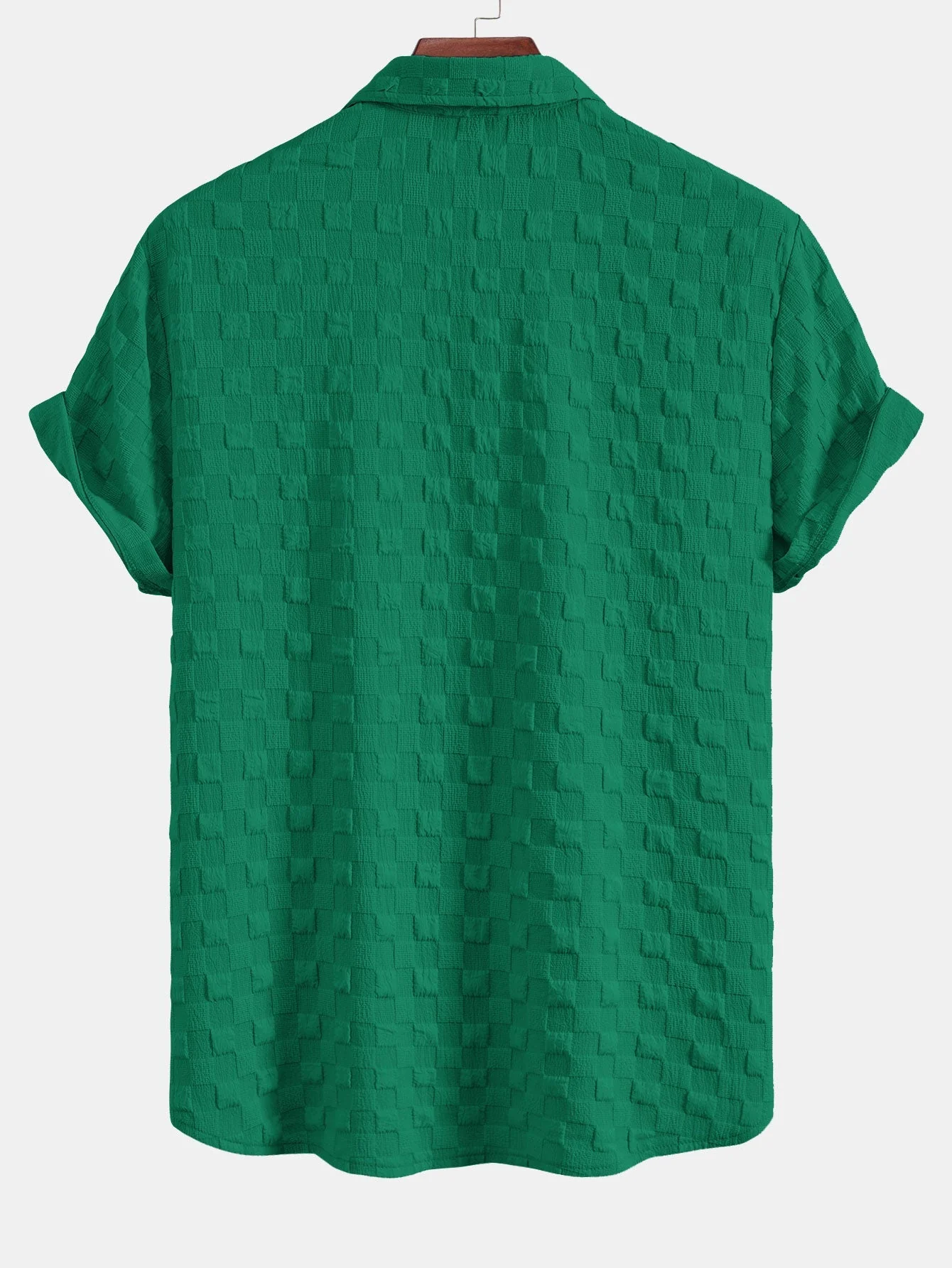 Demetrio® | Checkerboard Textured Button Up Shirt - Image 8