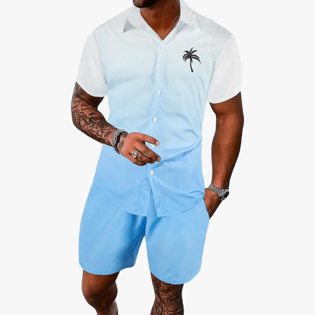 Demian | Men's Two-Piece Summer Outfit – Floral Button Shirt & Drawstring Shorts Set - Image 2