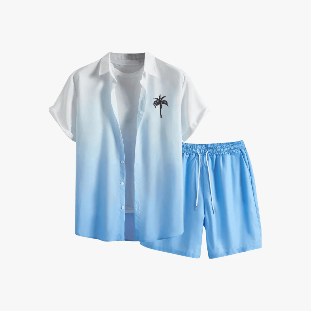 Demian | Men's Two-Piece Summer Outfit – Floral Button Shirt & Drawstring Shorts Set - Image 3