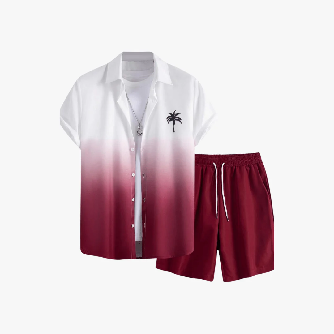 Demian | Men's Two-Piece Summer Outfit – Floral Button Shirt & Drawstring Shorts Set - Image 4