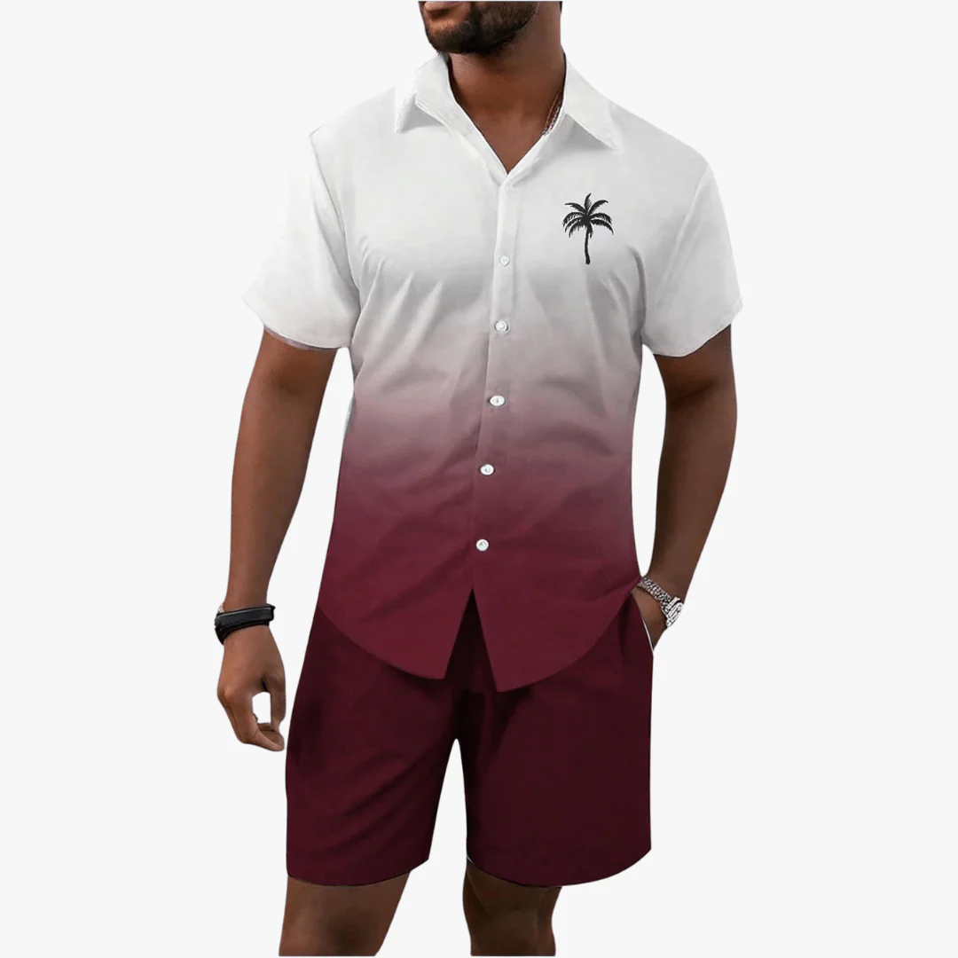 Demian | Men's Two-Piece Summer Outfit – Floral Button Shirt & Drawstring Shorts Set - Image 5